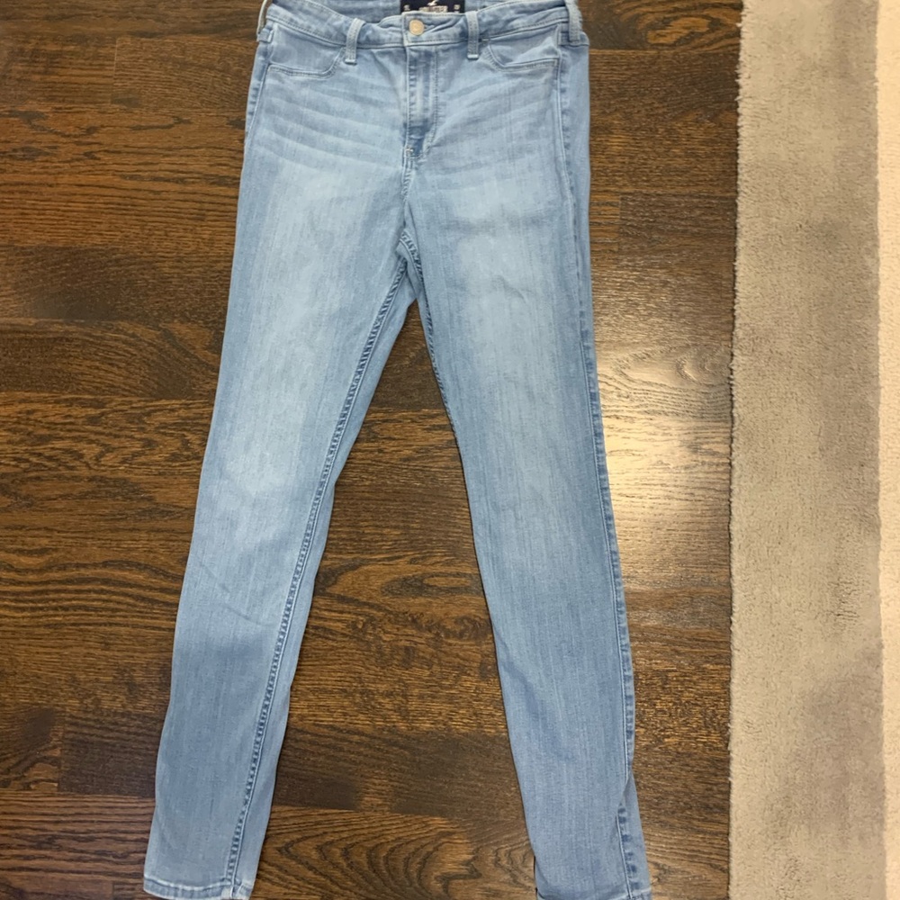 Womens high rise jean leggings in light wash